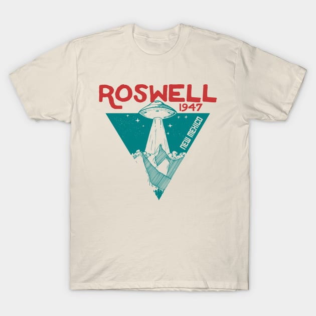 Roswell new mexico 1947 ufo beam flying saucer abduction T-Shirt by SpaceWiz95